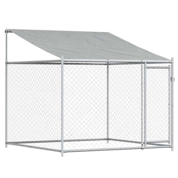vidaXL Jaula de perros techo y puerta acero galvanizado gris 2x2x2 m