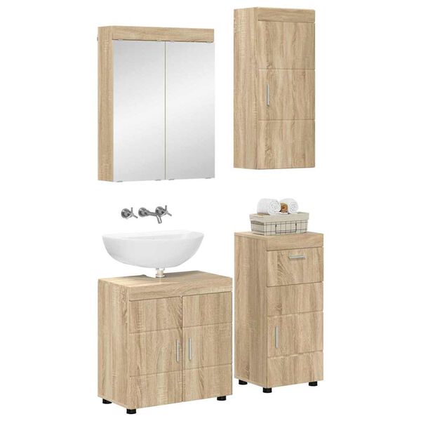 vidaXL Juego de muebles de ba&ntilde;o con caj&oacute;n TULUM Roble Sonoma