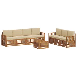vidaXL Juegos de sof&aacute;s 8 pcs Natural y Beige Madera de Acacia S&oacute;lida