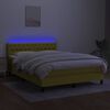 vidaXL Cama box spring colch&oacute;n y luces LED tela verde 140x190 cm