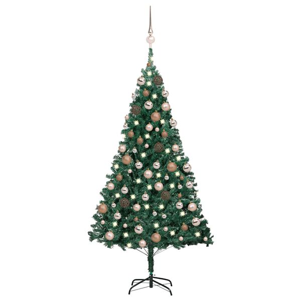 vidaXL &Aacute;rbol de Navidad preiluminado con luces y bolas verde 120 cm