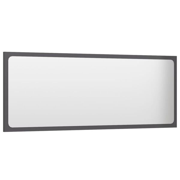 vidaXL Espejo de ba&ntilde;o madera contrachapada gris brillo 100x1,5x37 cm