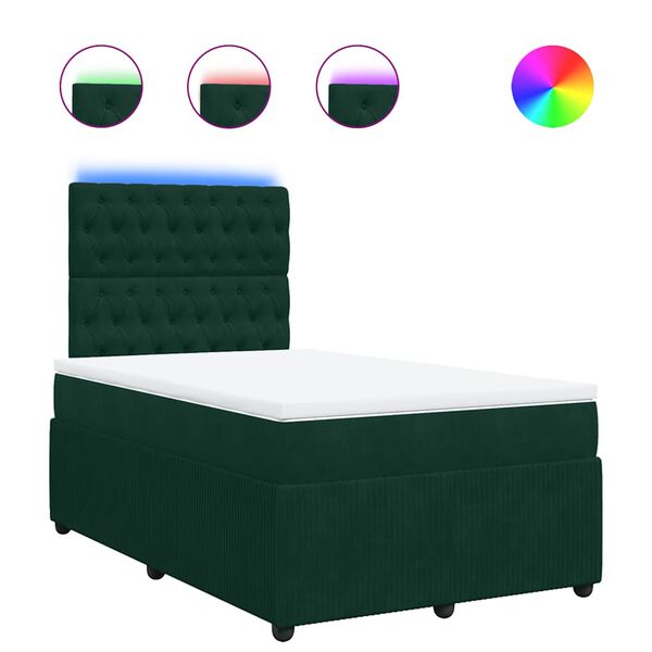 vidaXL Cama box spring con colch&oacute;n terciopelo verde oscuro 120x190 cm