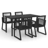 vidaXL Juego de comedor de jard&iacute;n 5 piezas rat&aacute;n PVC negro
