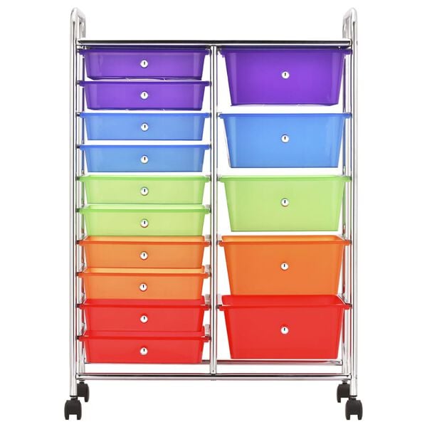 vidaXL Carrito de almacenaje port&aacute;til XXL 15 cajones pl&aacute;stico multicolor