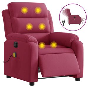 vidaXL Sill&oacute;n reclinable de masaje el&eacute;ctrico terciopelo rojo tinto