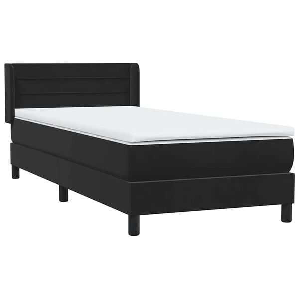 vidaXL Cama box spring con colch&oacute;n cuero sint&eacute;tico negro 90x210 cm