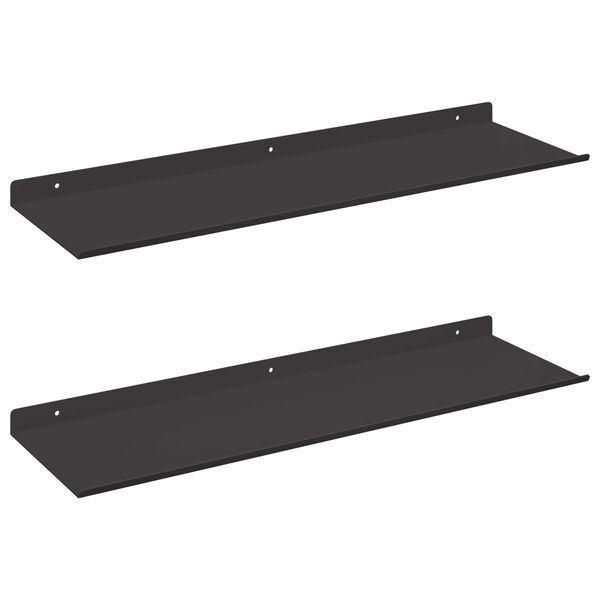 vidaXL Estante flotante 2 pcs Negro 60 x 18 x 2,5 cm Acero