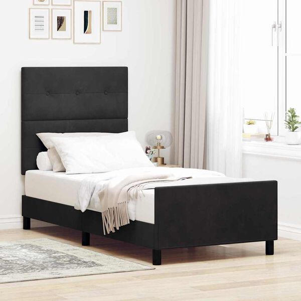 vidaXL Cama tipo Box Spring con cabecera Negro 100 x 200 cm Terciopelo