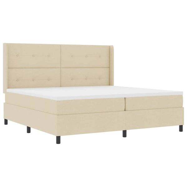 vidaXL Cama Box Spring LED con colch&oacute;n Crema 200 x 200 cm tela