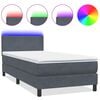 vidaXL Cama box spring con colch&oacute;n y LED terciopelo gris oscuro 100x210 cm