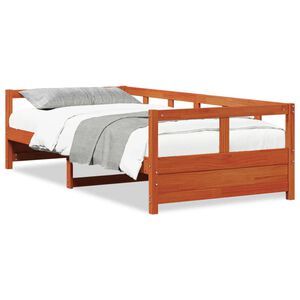 vidaXL Sof&aacute; cama sin colch&oacute;n madera maciza pino marr&oacute;n cera 80x200 cm