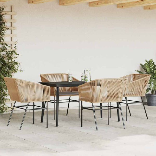 vidaXL Juego de comedor jardín 5 piezas cojines ratán sintético marrón