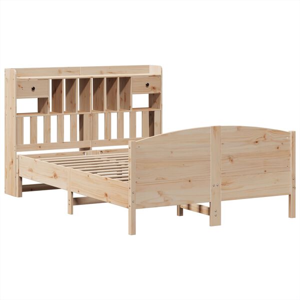vidaXL Cama con estanter&iacute;a sin colch&oacute;n madera maciza de pino 140x190cm