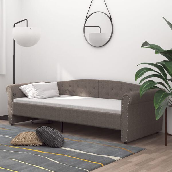 vidaXL Sof&aacute; cama USB de tela gris taupe 90x200 cm