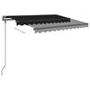 vidaXL Toldo manual retr&aacute;ctil con postes gris antracita 3,5x2,5 m