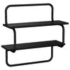 vidaXL Estante de pared de 2 niveles Roble Negro 80 x 24,5 x 61 cm