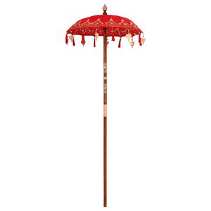 vidaXL Parasol Balin&eacute;s 125 x 125 x 260 cm Algod&oacute;n Redondo Rojo