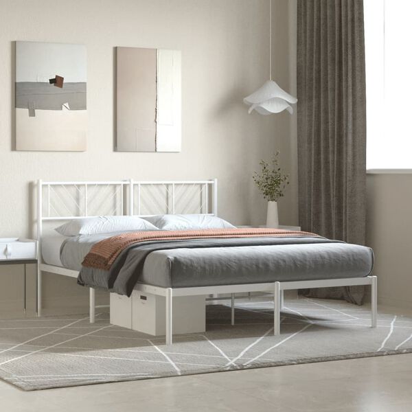 vidaXL Estructura cama sin colch&oacute;n con cabecero metal blanco 120x200cm