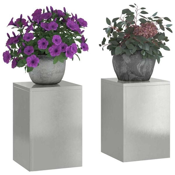 vidaXL Soporte de plantas 2 pcs Plateado 24 x 24 x 35 cm