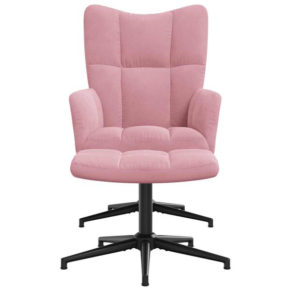 vidaXL Sillón de relax con taburete terciopelo rosa