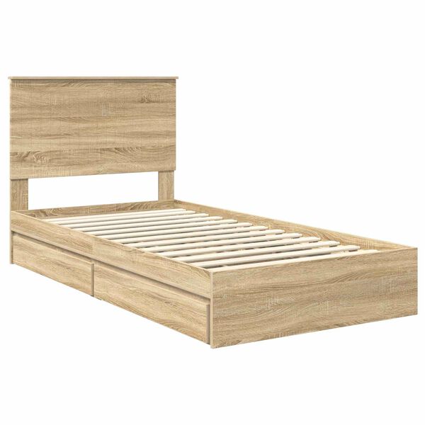 vidaXL Cama con almacenamiento con cabecera Roble Sonoma 100 x 200 cm