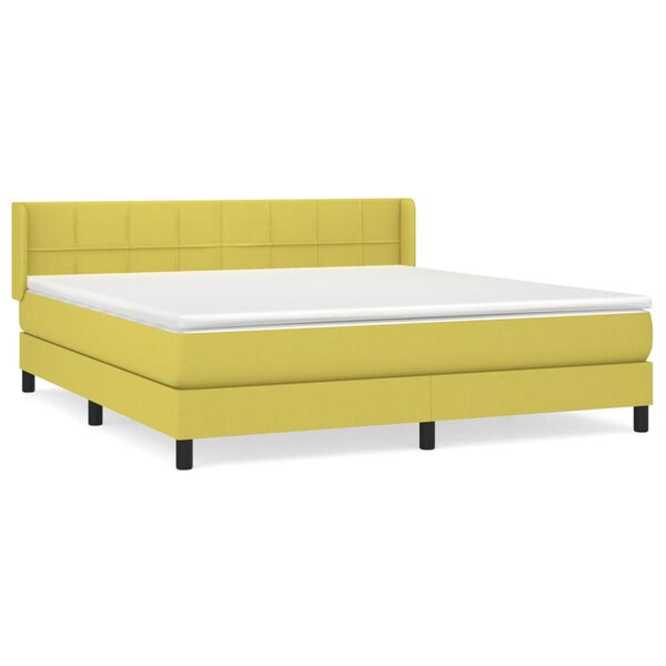 vidaXL Cama box spring con colch&oacute;n tela verde 160x200 cm