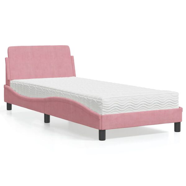 vidaXL Cama con colch&oacute;n Dover terciopelo rosa 80x200 cm