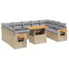 vidaXL Juego de sof&aacute;s jard&iacute;n con cojines beige 10 pzas rat&aacute;n sint&eacute;tico