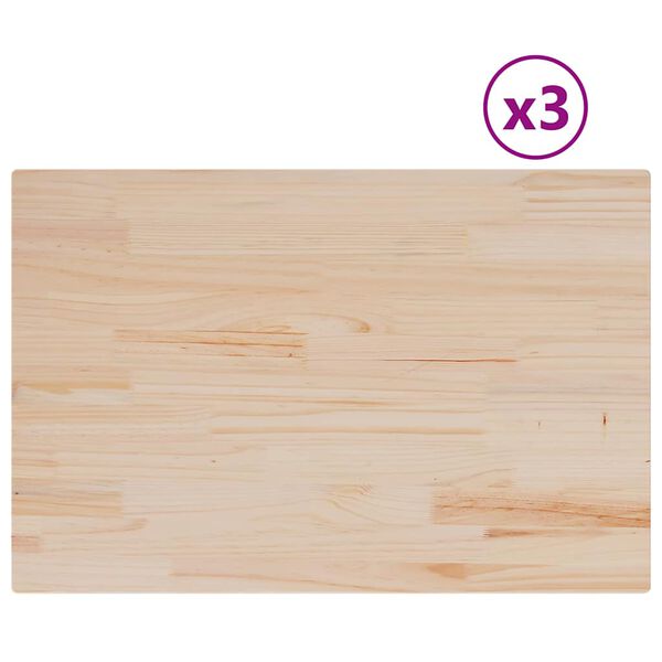 vidaXL Tablero de mesa rectangular 3 uds madera de pino 80x53x1,7 cm