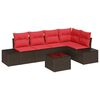 vidaXL Conjunto de sof&aacute; de jard&iacute;n 6 pcs Marr&oacute;n rat&aacute;n sint&eacute;tico