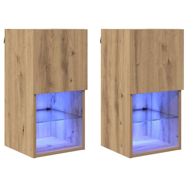 vidaXL Gabinetes para TV Montados en la Pared 2 pcs Roble artesanal