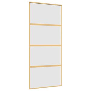 vidaXL Puerta corredera dorada vidrio ESG esmerilado aluminio 90x205cm