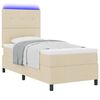 vidaXL Cama tipo Box Spring con colch&oacute;n con LED Crema 90 x 190 cm tela