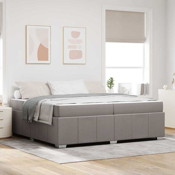 vidaXL Estructura de cama con colch&oacute;n Taup&eacute; 200 x 200 cm tela