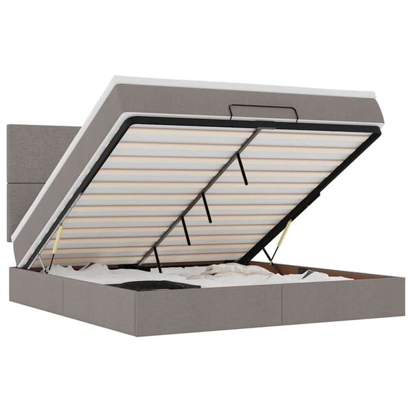 vidaXL Estructura de cama otomana colch&oacute;n tela gris pardo 160x200cm