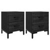vidaXL Mesitas de noche 2 uds madera maciza de pino negro 36x30x45 cm