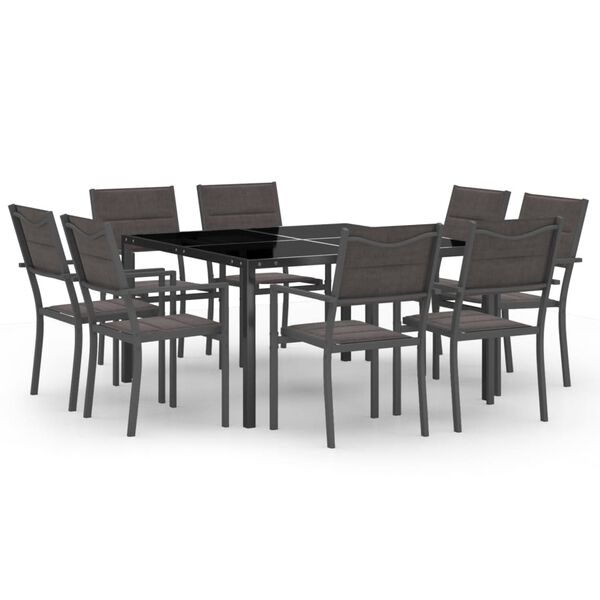 vidaXL Juego de comedor de jard&iacute;n 9 piezas acero