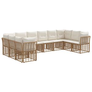 vidaXL Conjunto de sof&aacute;s de exterior Natural y Crema Poli&eacute;ster