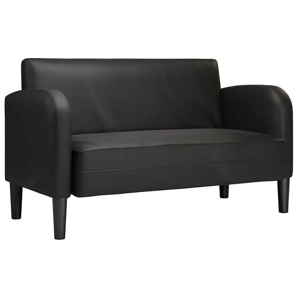 vidaXL Sof&aacute; Loveseat de cuero sint&eacute;tica color negro de 110 cm