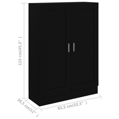 vidaXL Armario de libros madera contrachapada negro 82,5x30,5x115 cm