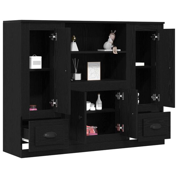 vidaXL Highboard con cajón Roble Negro 132 x 35.5 x 103.5 cm