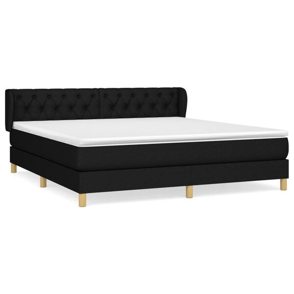 vidaXL Cama box spring con colch&oacute;n tela negro 160x200 cm