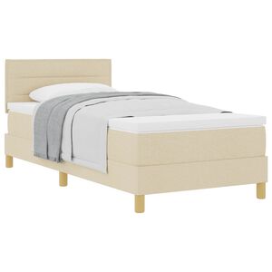 vidaXL Cama tipo Box Spring con colch&oacute;n Crema 90 x 190 cm tela