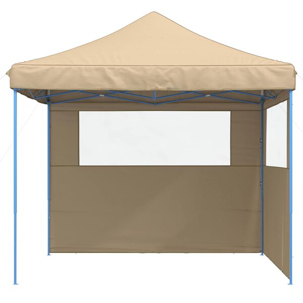 vidaXL Tienda de fiesta plegable Pop-Up con 2 paredes laterales beige