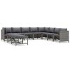 vidaXL Set de muebles de jard&iacute;n 11 pzas y cojines rat&aacute;n sint&eacute;tico gris