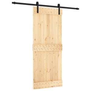 vidaXL Puerta Corredera Natural y negro 85 x 210 cm
