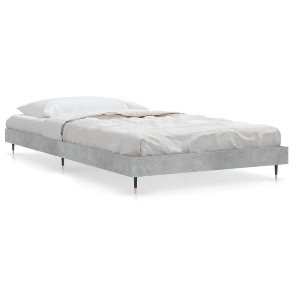 vidaXL Estructura de cama madera de ingeniería gris hormigón 90x200cm