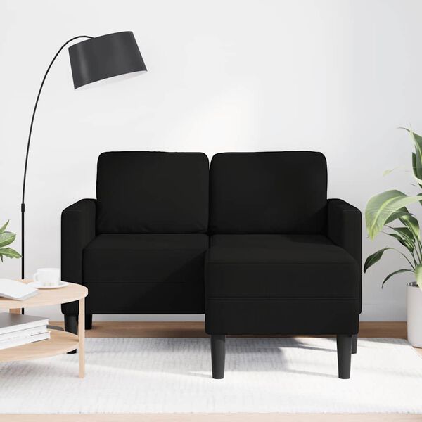 vidaXL Sofá de 2 plazas con chaise longue en forma L negra 125cm