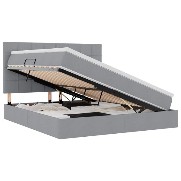 vidaXL Cama con almacenamiento y colch&oacute;n Gris Claro 180 x 200 cm